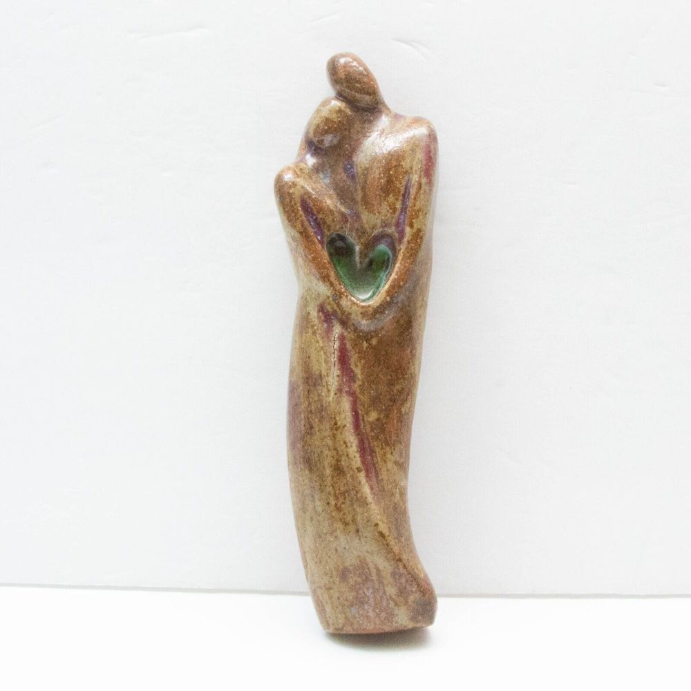 Studio HandMade Art Pottery Couple Love Romantic Hearth Statue Sculpture Gift 8"